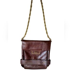 Kenneth Cole New York Leather Crossbody With Metal Chain